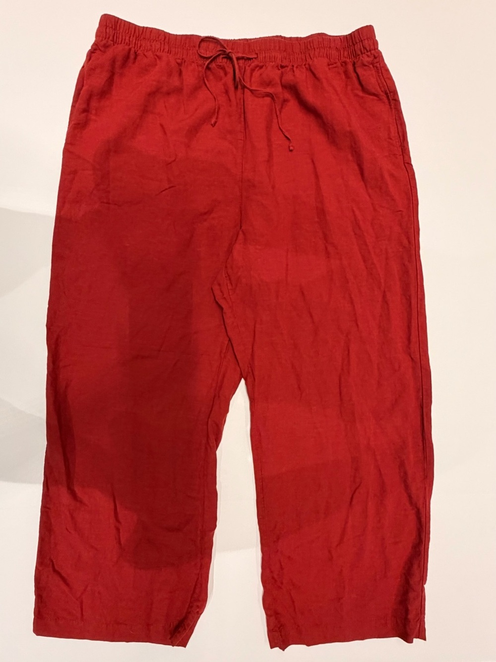 H&M Red Drawstring Linen blend Pants